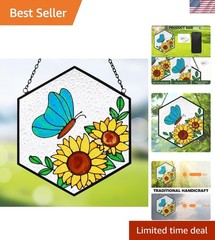 Vibrant Butterfly Sunflower Suncatcher – Unique Gift for Women and Loved Ones