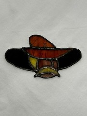 Vintage Stained Glass Cowboy Black, Yellow and Orange Glass – 5 3/4” Sun Catcher