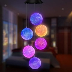 Color Changing Solar Power Wind Chime Spiral Spinner Crystal Ball