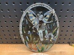 AMIA Handcrafted Glass Oval Fairy Sun-Catcher 9” X 6.5”