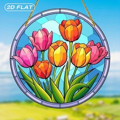 Vibrant Tulip Bouquet Acrylic Suncatcher Floral Window Wall Art Hanging Decor