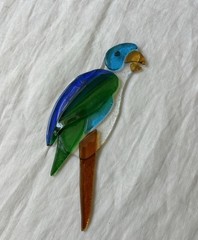 Vintage Fused Glass Parrot Suncatcher
