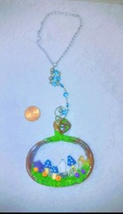 Handmade Clay Suncatcher Mountain Moon And Flowers