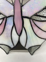Faux Stained Glass Butterfly Suncatcher Metal Wall Hanging Planter Vintage