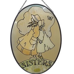 Joan Baker Designs Sisters Stained Glass Sun Catcher Hand Painted Window Art 9×7