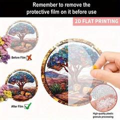 Lion & Tree Acrylic Suncatcher 2D Print Safari Theme Home Window Hanging Decor
