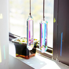 2Pcs 5″ Large Crystal Sun Catcher Prisms AB Colored Hexagone Hanging Suncatchers