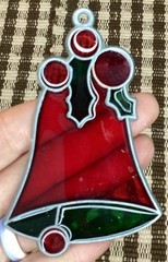 Christmas Stained Glass Suncatchers 9 Vintage Holly Bells Tree Candle Cat Santa