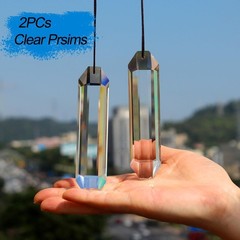 2PCS 5″ Large Crystal Sun Catcher Prisms, Hanging Suncatchers with Glass Pris…