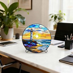 Golden Sunrise Stained Glass Suncatcher – Window Decor Gift for All Occasions