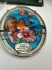 AMIA Oval Glass Birds Floral SUNCATCHER Window MULTI COLOR Beautiful NEW