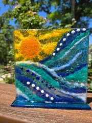 Water and Sun Beach Fused Glass Suncatcher