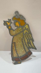 Vintage Stained Glasss Style Angel Christian Christmas Ornament Decor Sparkle