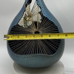 Dreamcatcher Suncatcher Teal Gourd Art Hand Made Iridescent Painted 11” Tall