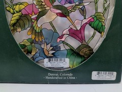 Amia Hand Painted Stained Glass Window Art Panel Sun Catcher Sunflower Butterfly
