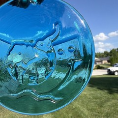 Holmegaard Michael Bang 4½” Round Blue Noah’s Ark Elephants Suncatcher