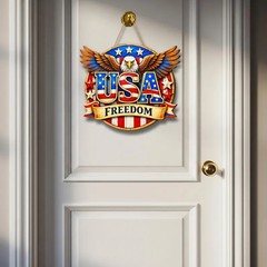 USA Freedom Patriotic Wall Sign with Rope