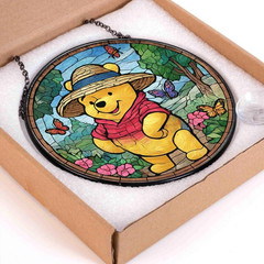 Personalized Winnie The Pooh Stained Glass Suncatcher, Disney Decor Gift