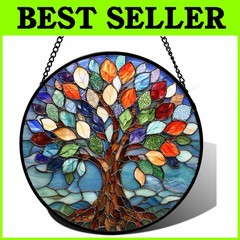 Vibrant Stained Glass Window Hanging 14.9×14.9 in”