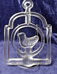 Unique Vintage Glass Bird on a Swing Trivet and or Window/Wall Hanger