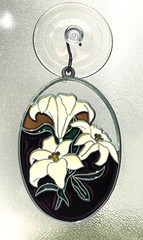 Rafaelian faux stained glass Suncatcher ornament Lily flowers Suction Cup Hook