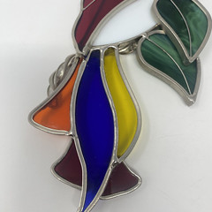 Handcrafted Stained Glass Parrot Bird 3D Suncatcher Window Decor