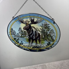 Moose Stained Glass Suncatcher 9″ Forest Rustic Cabin Decor