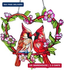 Stained Glass Window Hanging Cardinal Suncatcher, Red Cardinal Gifts for Women,
