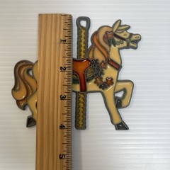 Vintage Stained Glass Metal Carousal Merry Go Round Horse Sun Catcher Set of 2