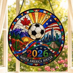 Soccer Stained Glass Suncatcher Football Window Hanging Sports Fan Gift