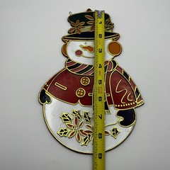 Vintage 80s Christmas FROSTY THE SNOWMAN Stained Sun Catcher Hanging Decoration