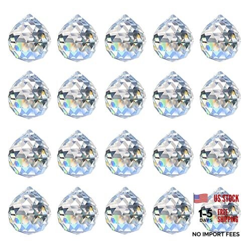 30mm/1.18″ 20pcs Crystal Prism Suncatcher for Windows Hanging, 20pcs,clear