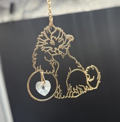 Vintage 24k Gold Plated Cat Suncatcher Ornament with Heart Crystal…