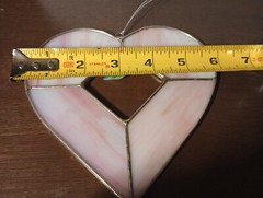 Suncatcher pink heart stained glass with heart shaped plastic crystal home decor