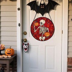 Vibrant Stained Glass Window Hanging – Halloween Decor for Indoor/Outdoor