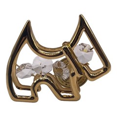 90s Scottie Dog Brass Abstract Figurine Crystal Accent Inside 3”