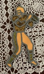 Vintage Football Player Stained Glass Window Suncatcher Ornament Metal 5 Inch
