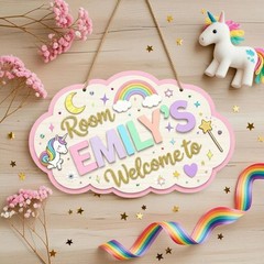 Personalized Girl Nursery Name Wall Sign with Rope