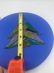 Vtg Frog & Pine Tree Suncatchers Stained Glass Woodland Green Yellow Pink Blue