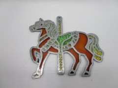 Vintage Carousel Horse Suncatcher Brown 4.5″ X 4″ Faux Stained Glass Decoration