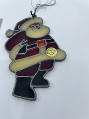 Vintage Santa Claus Stained Glass Sun Catcher Christmas Window Ornament Alder
