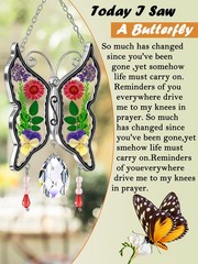 Butterfly Stained Glass Suncatcher with Real Flower Wings for Home Decor
