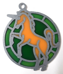 Stained glass look ornament window hanger suncatcher UNICORN 3.5 inch