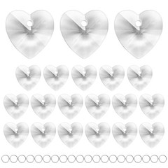 20PCS Crystal Heart Shape Prisms, 14mm/0.55″ Pendant Hanging [White]