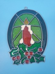 Vintage Suncatchers Holiday Candle And Santa Seasonal Decore Hanging