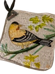Glass Goldfinch Yellow Finch Window Suncatcher Handpainted Textured 4″