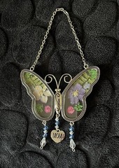Butterfly Suncatcher with Pressed Colourful Flower Wings Gift Mom LARAINE