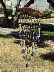 Crystal & Driftwood Suncatcher Art Purple Rain by Regina Flanagan