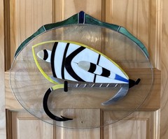 Handmade Stained Glass Suncatcher Fly For Fishing Artist Signed Elisa 14/11