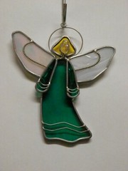 Medium Stained Glass Angel – Teal – R508T